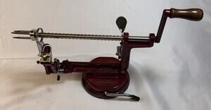 Johnny Apple Peeler by Victorio Suction Base Strong Cast Iron Red